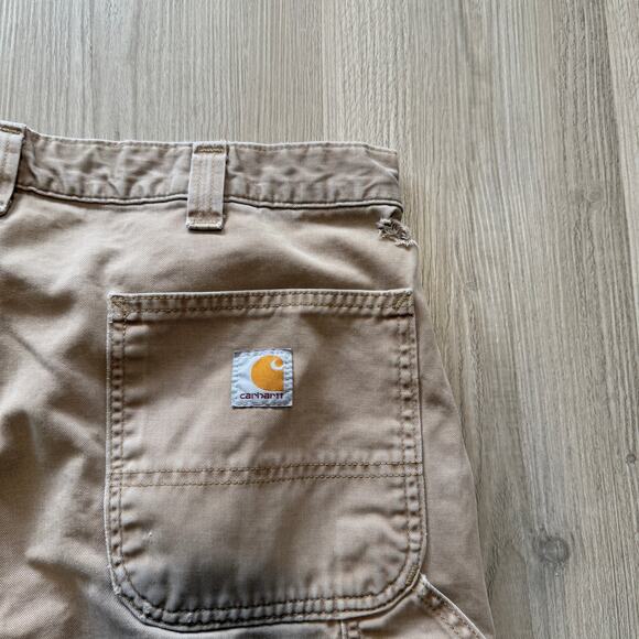 Men's Carhartt Tan Brown Khaki Cargo Utility Rugged Casual Work Pants Sz 36 x 34 - Picture 7 of 9